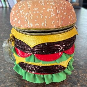 Betsey Johnson Multicolor Sequin Burger Crossbody Bag